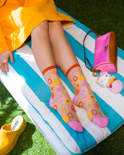 Sock candy smiley face sheer socks for women